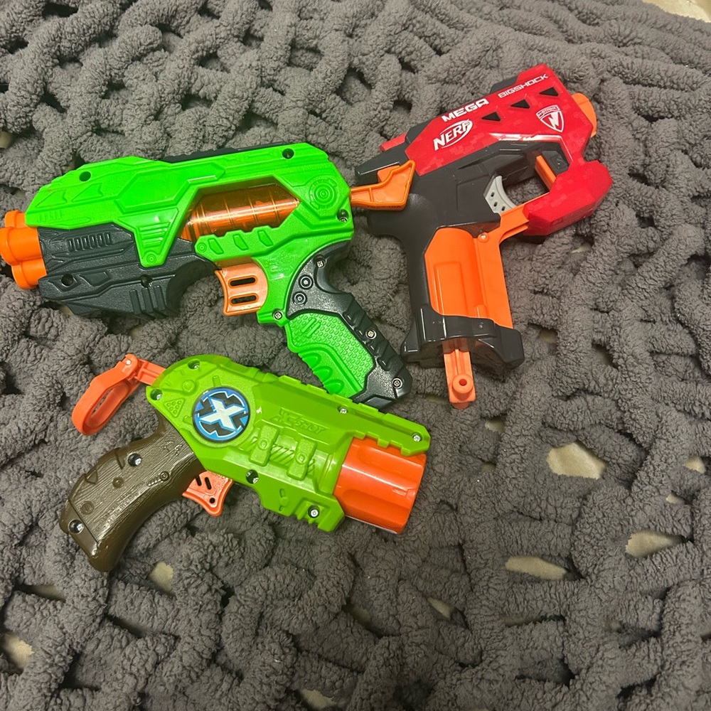 Nerf Action Blaster Set - Green, Orange, and Red